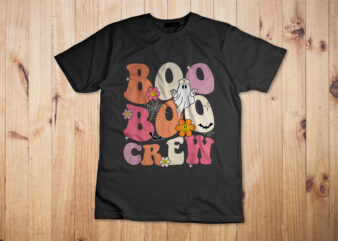 Groovy Boo Boo Crew Nurse Funny Ghost Women Halloween Nurse T-Shirt Design