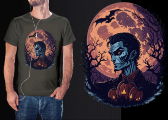 Spooky Halloween Vampire Tshirt Vector