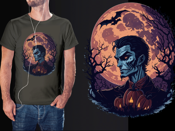 Spooky halloween vampire tshirt vector