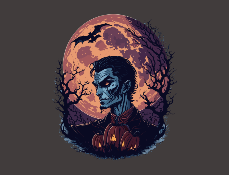 Spooky Halloween Vampire Tshirt Vector