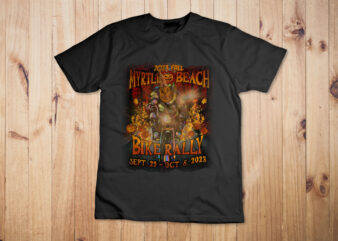 2023 MYRTLE BEACH BIKE RALLY FALL PUMPKIN RIDER ART ON BACK Shirt design