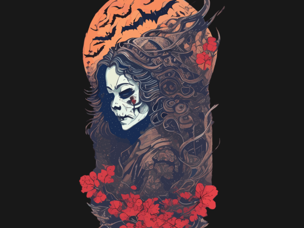 Spooky halloween witcher tshirt design