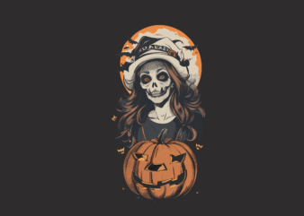 Skull Zombies Witch Halloween Tshirt Design