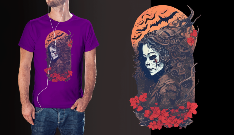 Spooky Halloween Witcher Tshirt Design
