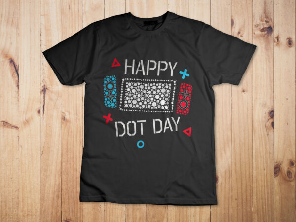 Happy dot day gamers boy game controller colourful polka dot t-shirt design