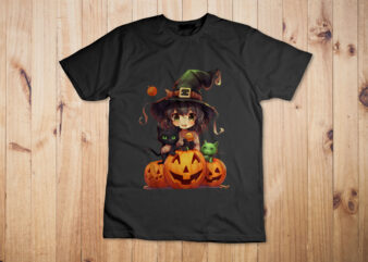 Witch Black Cat Halloween Boys Girls Kids T-Shirt T-Shirt Design