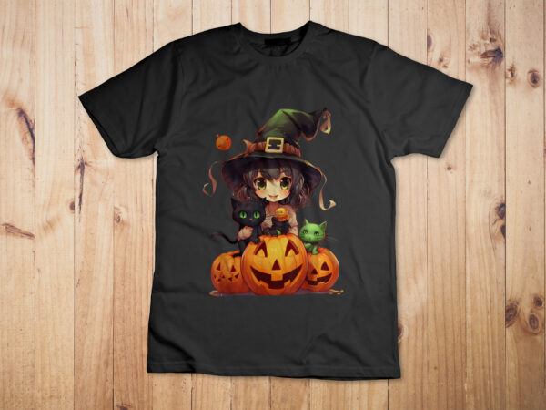 Witch black cat halloween boys girls kids t-shirt t-shirt design