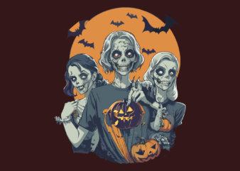 Spooky Zombies Halooween Tshirt Vector
