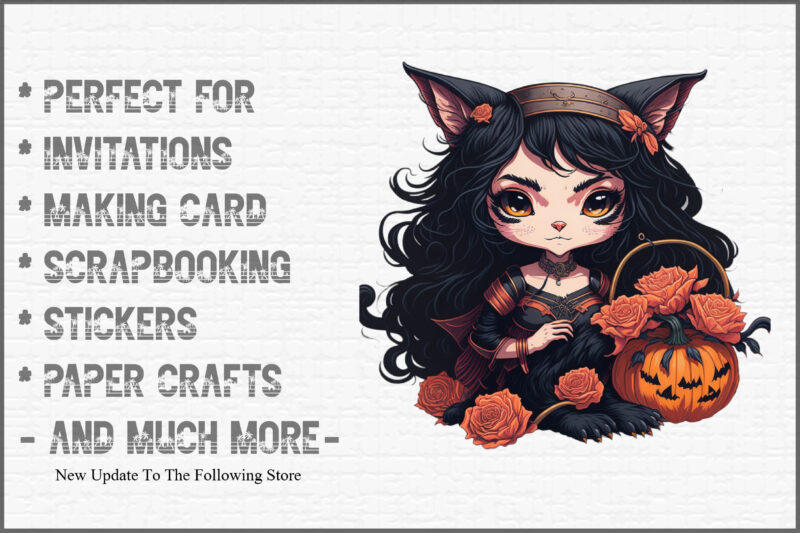 Halloween Black Cat Girl Clipart