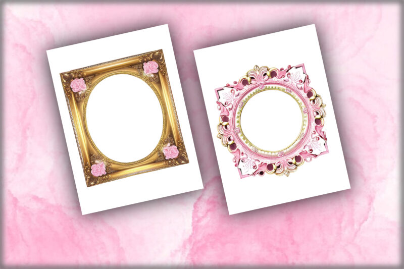 Pink Rococo Frames Sublimation Clipart