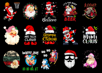 15 Santa Claus Shirt Designs Bundle For Commercial Use Part 1, Santa Claus T-shirt, Santa Claus png file, Santa Claus digital file, Santa Claus gift, Santa Claus download, Santa Claus design AMZ