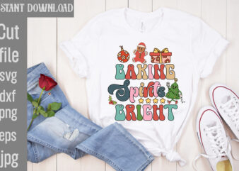 Baking Spirits Bright T-shirt Design,Let it Snow SVG design, Let it Snow Retro design,christmas svg mega bundle ,130 christmas design bundle , christmas svg bundle , 20 christmas t-shirt design