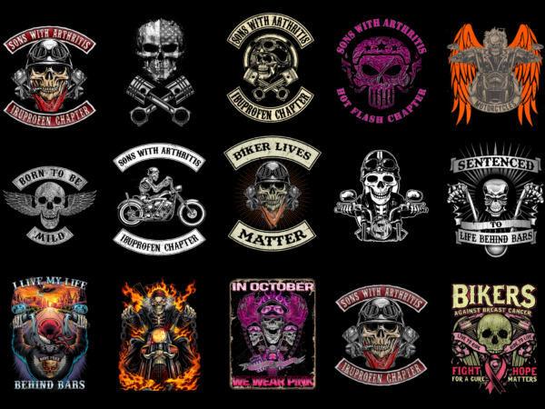 15 biker skull shirt designs bundle for commercial use part 1, biker skull t-shirt, biker skull png file, biker skull digital file, biker skull gift, biker skull download, biker skull design amz