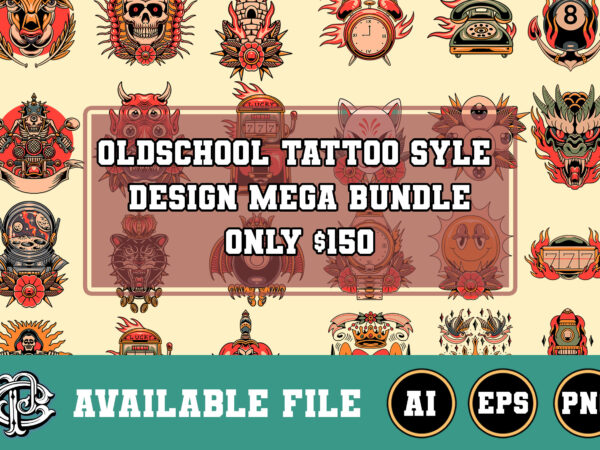 Oldschool tattoo style design mega bundle