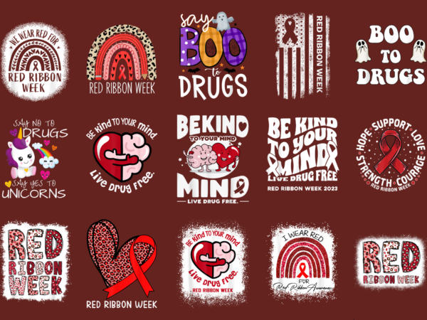 15 red ribbon weekred ribbon week shirt designs bundle for commercial use part 1, red ribbon week t-shirt, red ribbon week png file, red ribbon week digital file, red ribbon