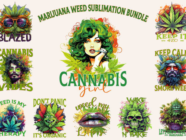 Marijuana weed sublimation bundle, cannabis shirt t shirt designs for sale