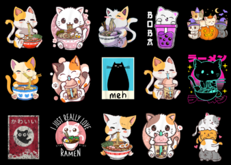 15 Cat Anime Shirt Designs Bundle For Commercial Use Part 1, Cat Anime T-shirt, Cat Anime png file, Cat Anime digital file, Cat Anime gift, Cat Anime download, Cat Anime design AMZ