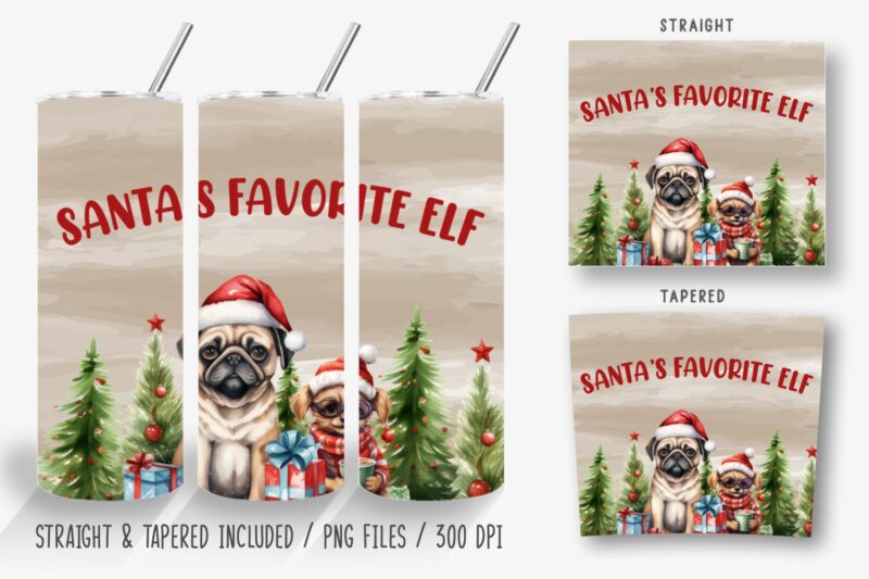 Funny Christmas Dog Tumbler Wrap Bundle, Sublimation Designs