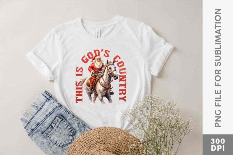 Retro Cowboy Santa Sublimation T-shirt Designs Bundle