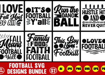 Football svg designs bundle