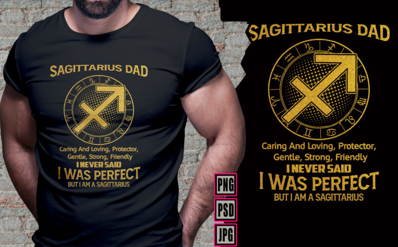 12 zodiac signs Dad golden color PART# 21 tshirt design bundles