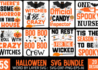 Halloween T-Shirt Design Bundle,Halloween T-Shirt Design, Eat Drink And Be Scary T-Shirt Design, Eat Drink And Be Scary Vector T-Shirt Design, The Boo Crew T-Shirt Design, The Boo Crew Vector