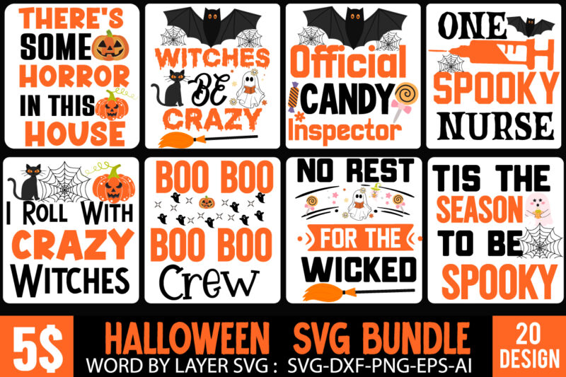 Halloween T-Shirt Design Bundle,Halloween T-Shirt Design, Eat Drink And Be Scary T-Shirt Design, Eat Drink And Be Scary Vector T-Shirt Design, The Boo Crew T-Shirt Design, The Boo Crew Vector