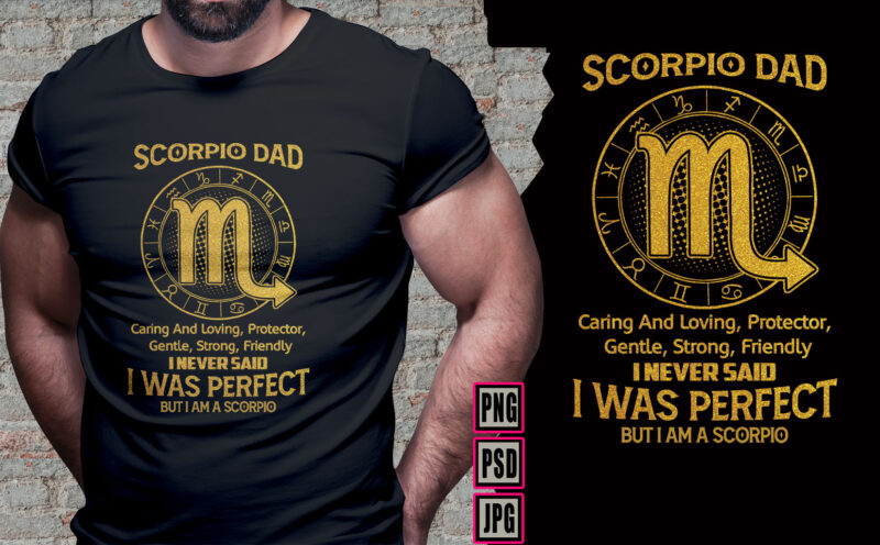 12 zodiac signs Dad golden color PART# 21 tshirt design bundles