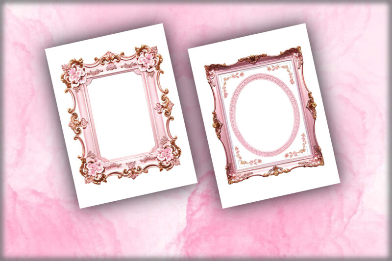 Pink Rococo Frames Sublimation Clipart