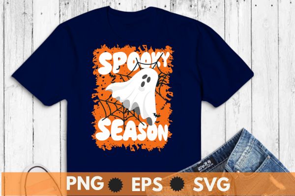 Groovy Spooky Season Ghost Flower Halloween T-Shirt design vector