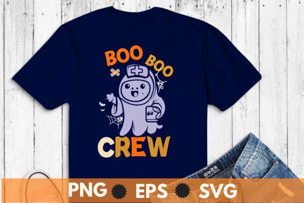 Boo boo crew cute ghost halloween nurse t-shirt t design vector
