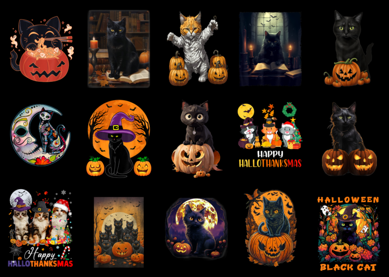 15 Halloween Cat Shirt Designs Bundle For Commercial Use Part 2, Halloween Cat T-shirt, Halloween Cat png file, Halloween Cat digital file, Halloween Cat gift, Halloween Cat download, Halloween Cat design AMZ