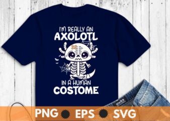 I’m Really an Axolotl in a Human Costume Kids Halloween T-Shirt design vector