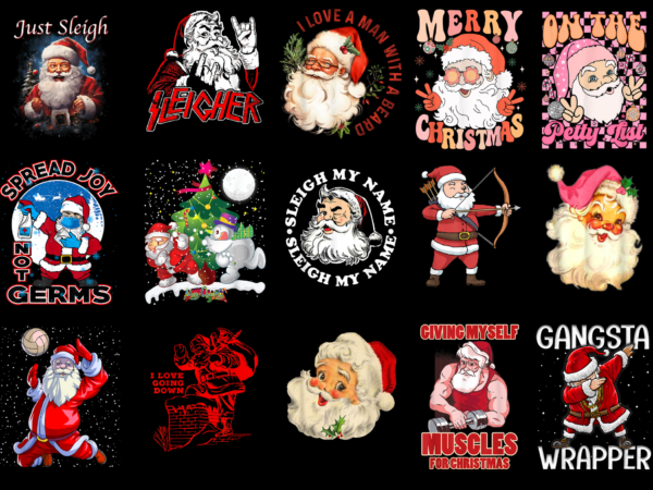15 santa claus shirt designs bundle for commercial use part 2, santa claus t-shirt, santa claus png file, santa claus digital file, santa claus gift, santa claus download, santa claus design amz