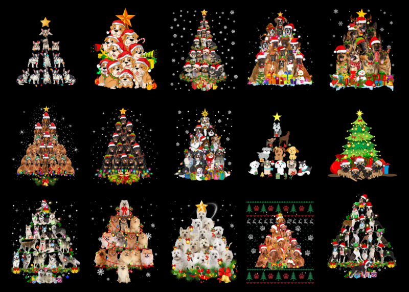 15 Dog Xmas Tree Shirt Designs Bundle For Commercial Use Part 2, Dog Xmas Tree T-shirt, Dog Xmas Tree png file, Dog Xmas Tree digital file, Dog Xmas Tree gift,
