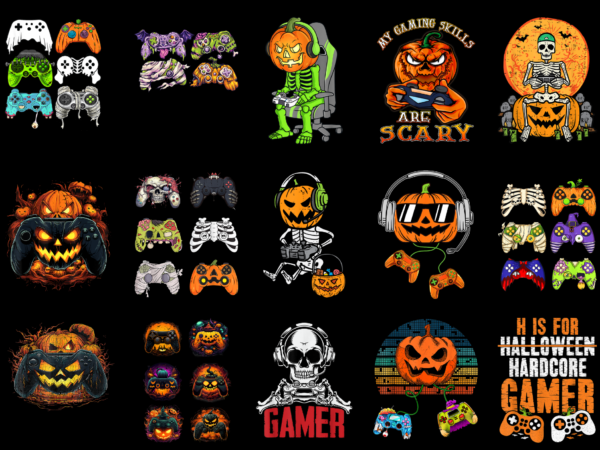 15 gaming halloween shirt designs bundle for commercial use part 2, gaming halloween t-shirt, gaming halloween png file, gaming halloween digital file, gaming halloween gift, gaming halloween download, gaming halloween design amz