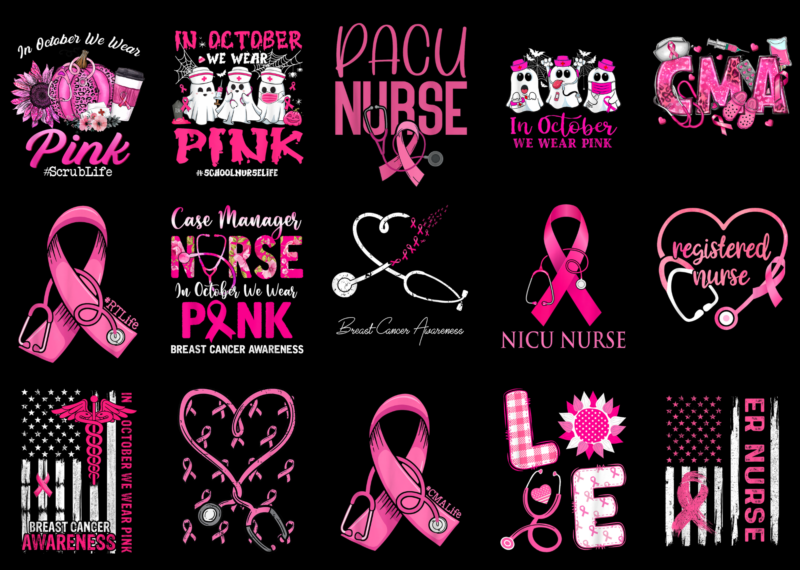 15 Nurse Breast Cancer Shirt Designs Bundle For Commercial Use Part 2, Nurse Breast Cancer T-shirt, Nurse Breast Cancer png file, Nurse Breast Cancer digital file, Nurse Breast Cancer gift,