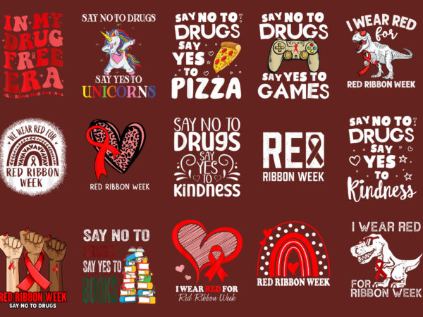 15 red ribbon weekred ribbon week shirt designs bundle for commercial use part 2, red ribbon week t-shirt, red ribbon week png file, red ribbon week digital file, red ribbon