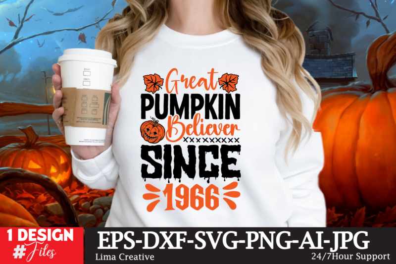 Grat Pupmkin Believe Since 1966 T-shirt Design,Halloween bundle svg, Halloween Vector, Witch svg, Ghost svg, Halloween shirt svg, Pumpkin svg, Sarcastic svg, Cricut, Silhouette png MEGA HALLOWEEN BUNDLE 2, 130