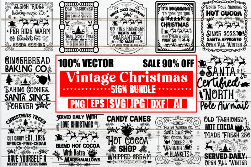 Vintage Christmas Sign Bundle 20 Designs ,Christmas T-Shirt Bundle , On sell Designs, Big Sell Designs,Christmas Vector T-Shirt Design , Santa Vector T-Shirt Design , Christmas Sublimation Bundle , Christmas