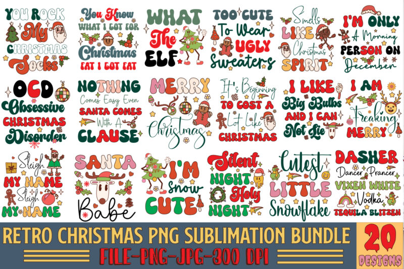 Christmas Retro Designs Bundle,Retro Christmas Bundle, Christmas Sublimation Bundle Christmas Bundle, Festive Af Christmas Junkie Christmas ,Christmas Sublimation Retro Christmas Christmas, Clipart Christmas Png Holiday Sublimation Sublimation Design Heat Transfer