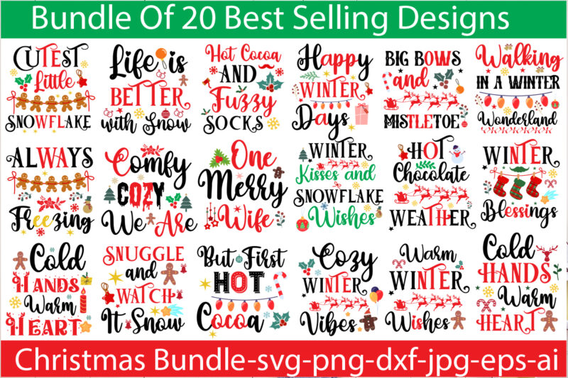 Christmas T-Shirt Bundle , 20 Designs ,On sell Designs, Big Sell Designs,Christmas Vector T-Shirt Design , Santa Vector T-Shirt Design , Christmas Sublimation Bundle , Christmas SVG Mega Bundle ,
