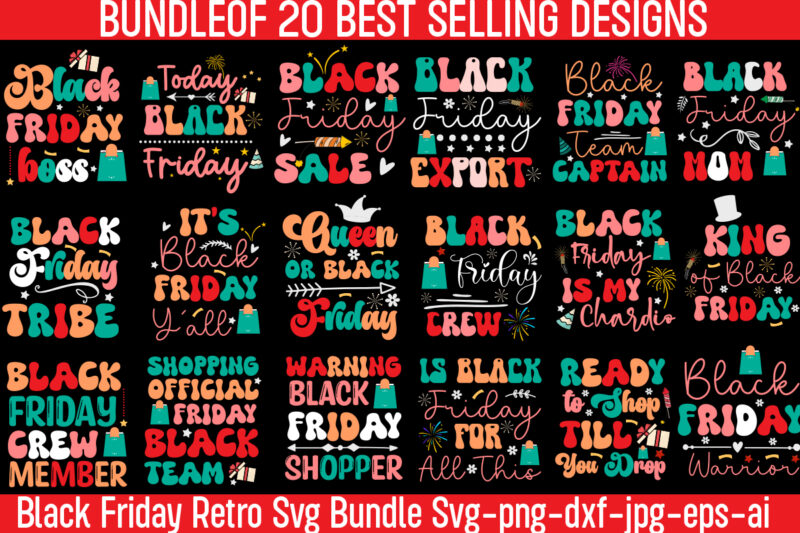 Black Friday Retro Bundle,Black Friday SVG Designs, Digital Download in SVG, PNG, EPS, PDF, JPG format. Black Friday SVG Bundle, Shopping Sv