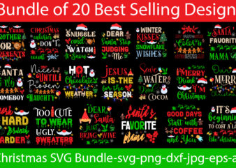 Christmas T-shirt Designs Bundle, 20 Designs,On Sell Designs,Christmas Designs Bundle,Christmas SVG Design, Christmas Tree Bundle, Christmas