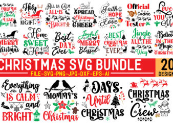 Christmas T-shirt Designs Bundle, 20 Designs,On Sell Designs,Christmas Designs Bundle,Christmas SVG Design, Christmas Tree Bundle, Christmas