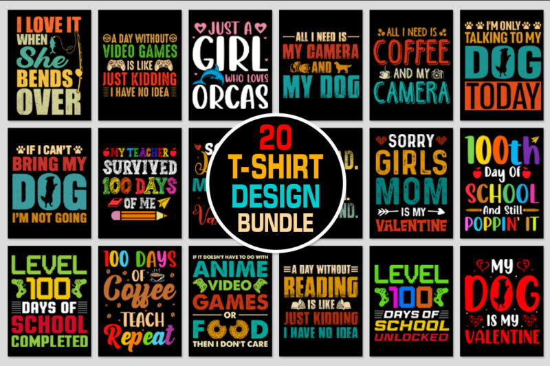 20 T-Shirt Design Bundle 1