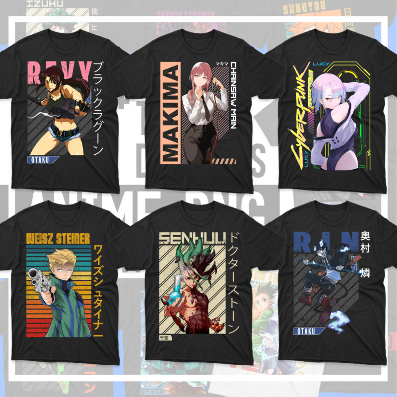 2800+ Anime PNG T-shirt Designs Extreme Bundle Templates