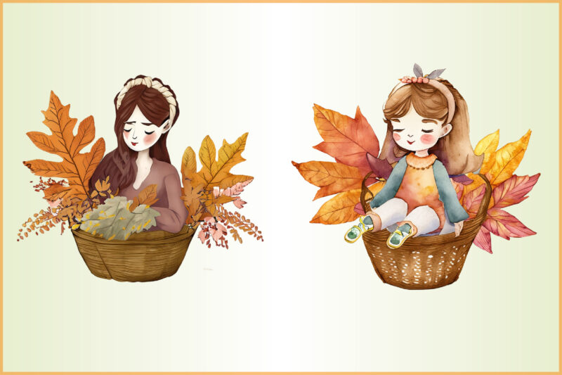 Watercolor Autumn Girl clipart