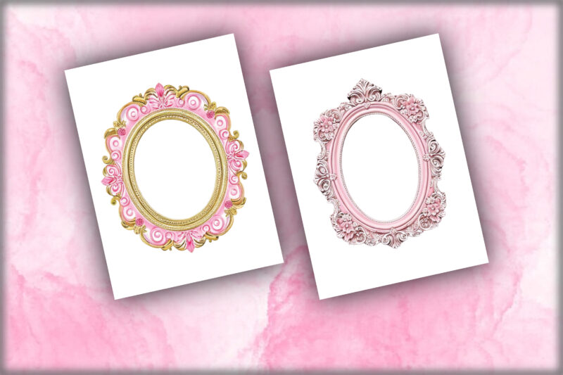 Pink Rococo Frames Sublimation Clipart
