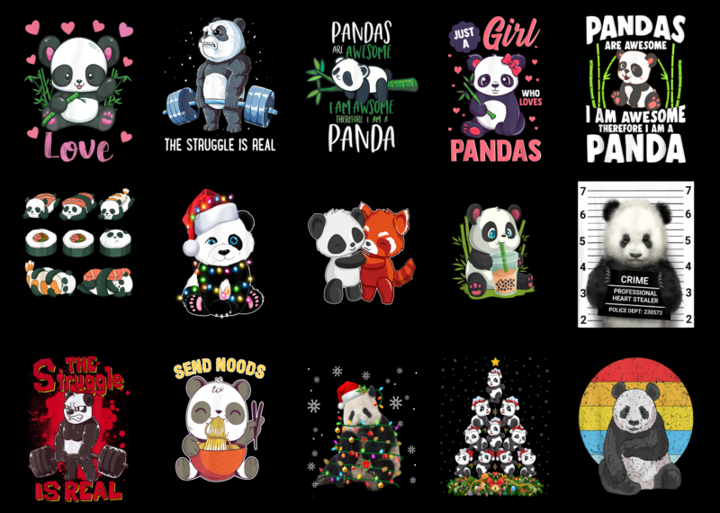 15 Panda Shirt Designs Bundle For Commercial Use Part 4, Panda T-shirt, Panda png file, Panda digital file, Panda gift, Panda download, Panda design AMZ